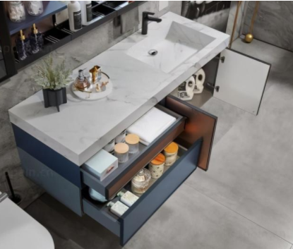 珍珠巖板廠家：2021衛(wèi)生間流行怎樣裝？巖板浴室柜設計