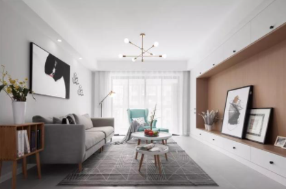 歐式客廳裝修設(shè)計(jì)：客廳選窗簾，簡(jiǎn)單的純色，自然舒適也耐看