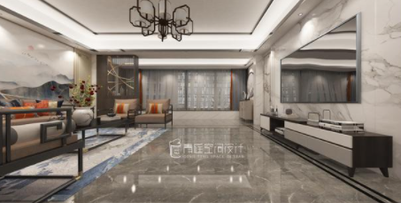 新房裝修設(shè)計(jì)：現(xiàn)代中式風(fēng)的新房裝修完工，入戶就被玄關(guān)背景墻迷住