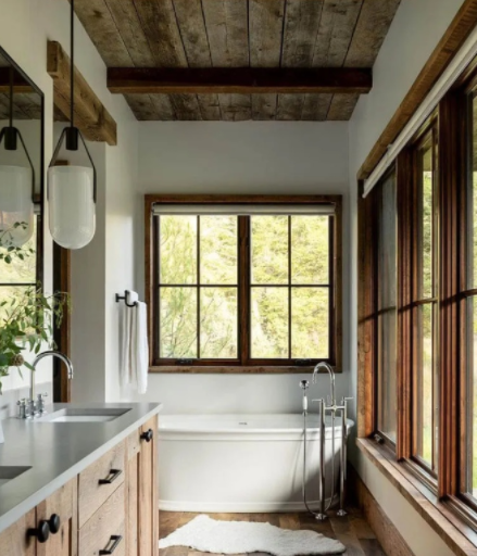 浴室裝修設(shè)計效果圖：浴室如此裝修？與自然無縫接觸！